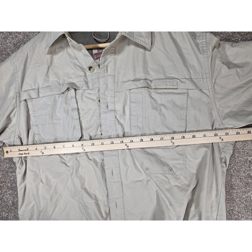 Eddie Bauer Sport Mens Vintage L Tan Short Sleeve Fishing Hiking Shirt Vent Back - Picture 4 of 11